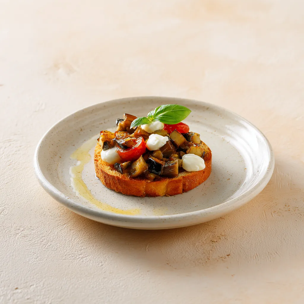 Bruschetta aux légumes grillés et mozzarella