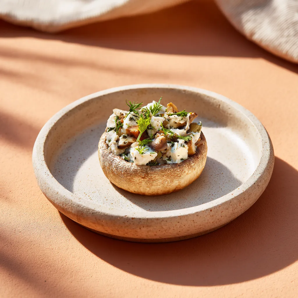 Champignons farcis au fromage frais, ail et fines herbes