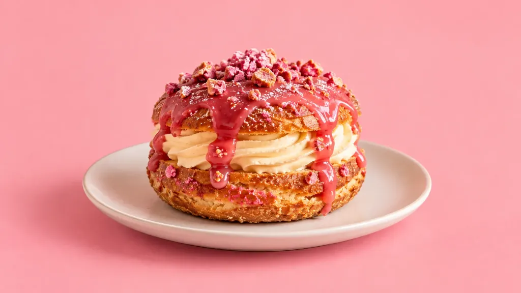 [5970] Chibertas aux pralines roses, coulis aux pralines roses