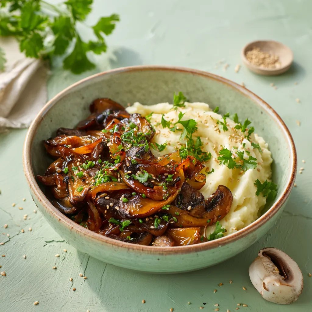 [7111] Emincé végé, poêlée de champignons et purée de pommes de terre à la ciboulette