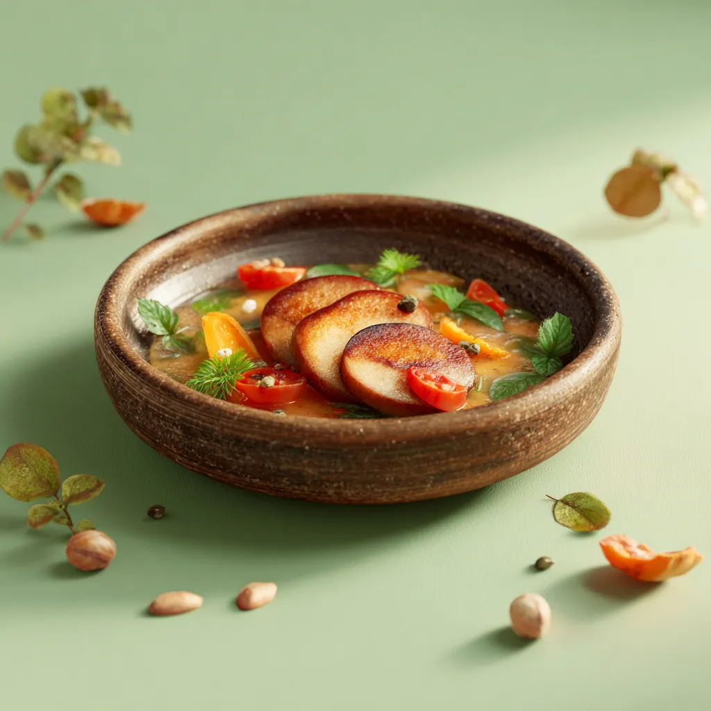 [6768] pané de blé façon Saltimbocca, semoule à la tomate