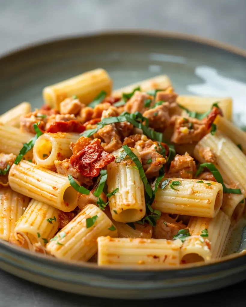 [7138] Pastas du jour coude rayé thon,tomates confites, sauce tomate au basilic
