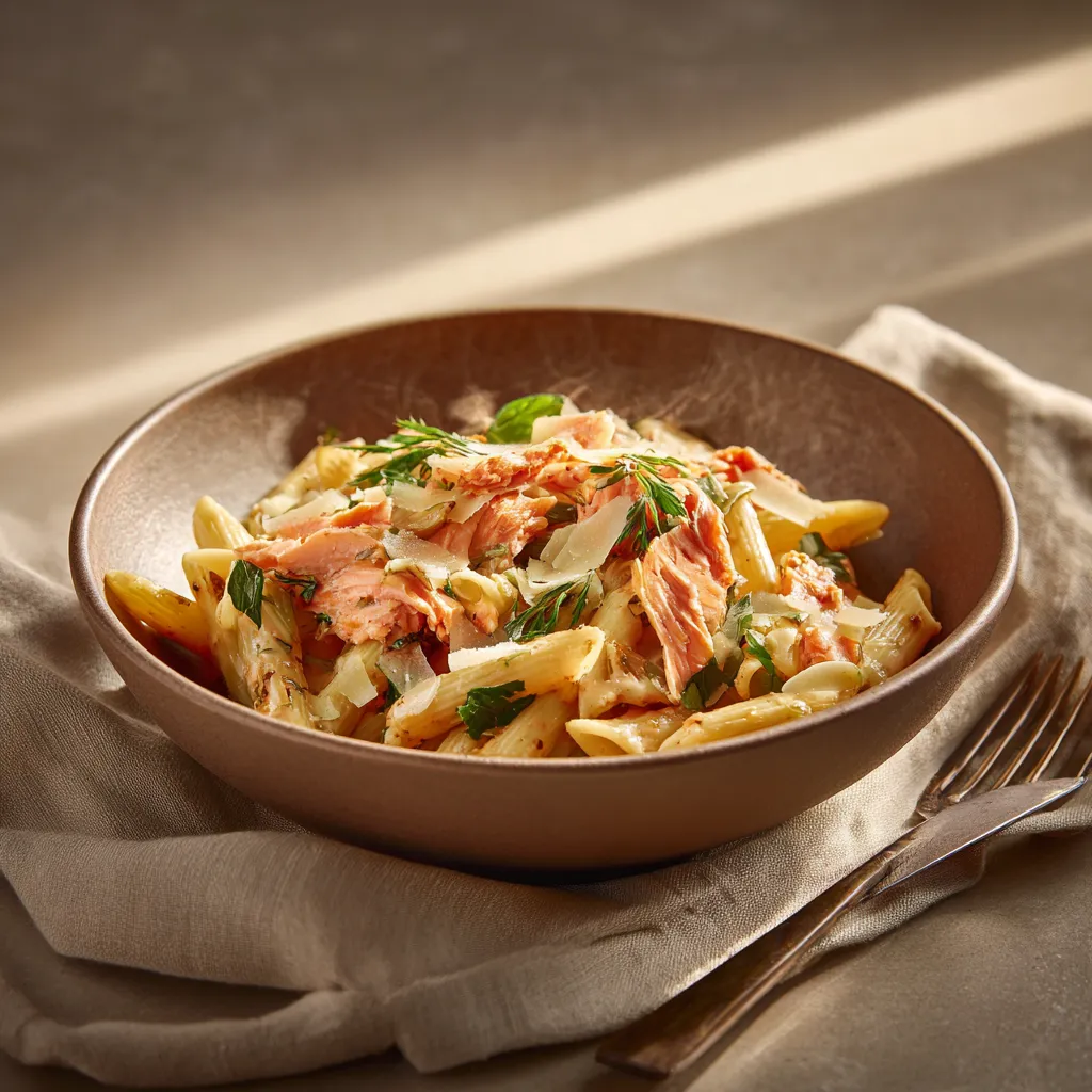 [4453] Pastas du jour penne au saumon et fondue de poireaux
