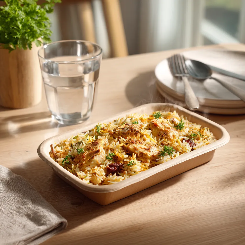 Poulet mariné au yaourt et aux 2 moutardes, riz pilaf