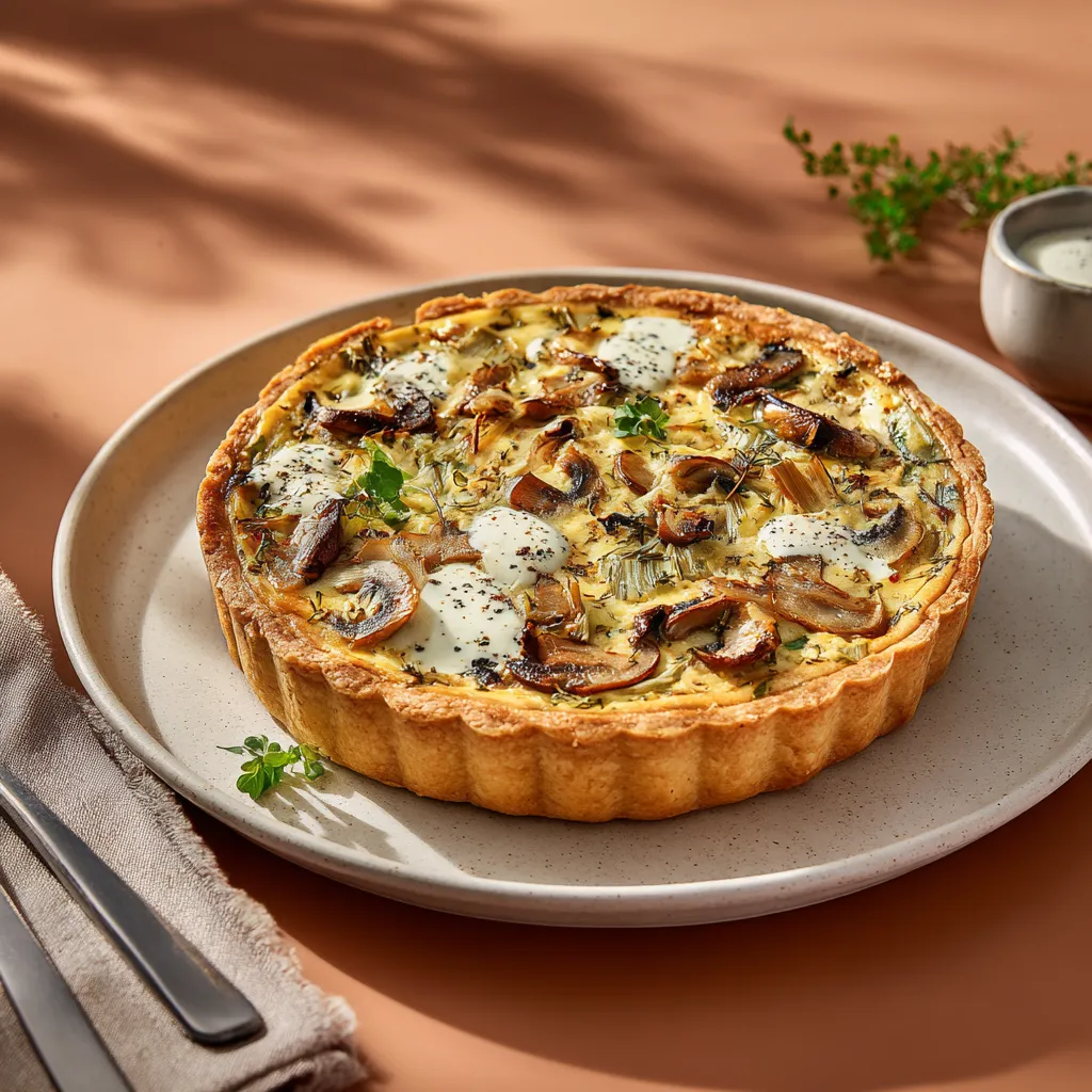 [2811] Quiche poireaux champignons, crème moutarde à l'ancienne
