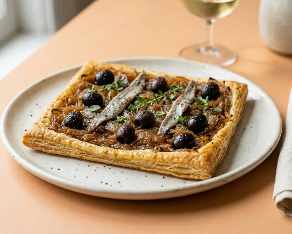[4392] Tarte pissaladière (Oignon, Anchois frais, Olives noires)