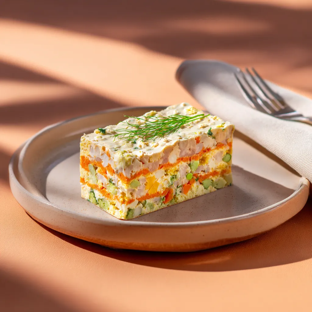[2097] Terrine de légumes (carottes, chou fleur, brocolis), crème citron ciboulette